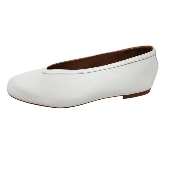 White Leather Womens Flats Shoes Size 10.5 - Picture 7 of 11